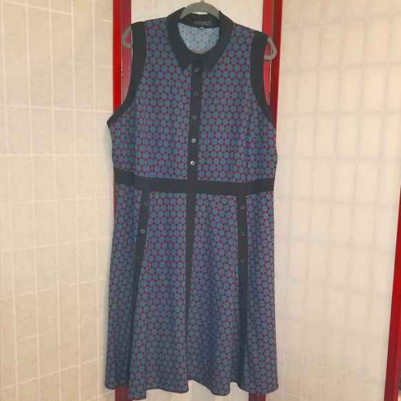 Eloquii Dresses & Skirts - Eloquii Blue and Rust Hexagon Dress